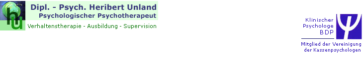 Dipl.-Psych. Heribert Unland, Psychologischer Psychotherapeut, Verhaltenstherapie, Ausbildung, Supervision - Klinischer Psychologe BDP